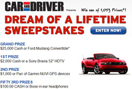 Car & Driver sweepstakes email