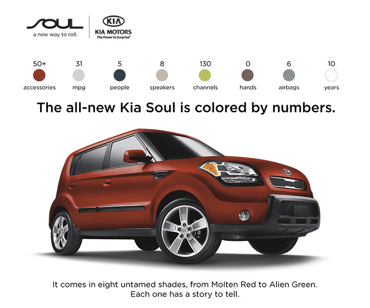The all-new Kia Soul is color by numbers.